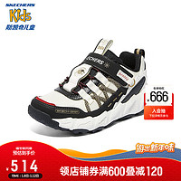 Skechers斯凯奇2024新年儿童鞋男童老爹鞋大童户外运动鞋407115L 白色/黑色/WTBK 27.5码