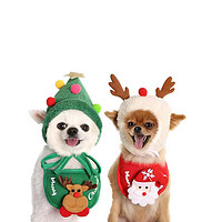 To teamo 圣诞装扮狗狗口水巾猫咪围脖圣诞老人多可爱装饰宠物用品