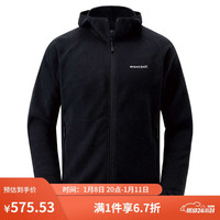 mont·bell 户外男士秋冬连帽抓绒衣轻薄透气保暖开衫外套 1106599 黑色 BK M