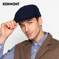 卡蒙 （Kenmont）舒适加厚复古鸭舌帽男士秋冬纯色格纹绵羊毛呢贝雷帽km-5143 藏青色