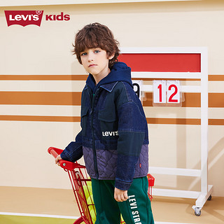 Levi's 李维斯童装男童短款翻领棉服儿童保暖上衣不臃肿 苍穹蓝 110/56