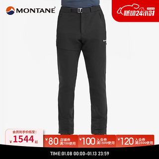 MONTANE 盟泰恩 TENACITY XT 软壳裤男款防水防风耐磨高弹冬季徒步裤子 黑色（短款）