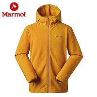 Marmot 土拨鼠 秋冬新款运动户外保暖透气长袖开衫抓绒衣连帽卫衣 亮柠黄8725 M