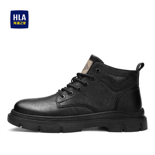 HLA 海澜之家 男靴百搭工装鞋时尚潮流马丁靴鞋子男HAAGZM4ABa0464 黑色42