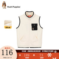 暇步士（Hush Puppies）童装儿童男大童摇粒绒马甲柔软舒适保暖 奶油色 140cm