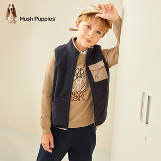 暇步士（Hush Puppies）童装儿童男大童摇粒绒马甲柔软舒适保暖 奶油色 140cm