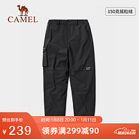 CAMEL 骆驼 户外宽松软壳裤户外防风防寒工装直筒运动长裤 A13CA4a9062 幻影黑男 S