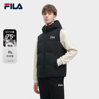 FILA 斐乐 男士羽绒马甲2023冬休闲简约基础立领保暖上衣 正黑色-R-BK 180/100A/XL