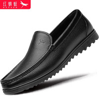 红蜻蜓 RED DRAGONFLY红蜻蜓 RED DRAGONFLY牛皮男鞋套脚皮鞋男舒适商务休闲鞋男乐福单鞋 WTA214151 黑色 39