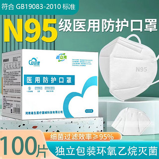 战立克 N95医用防护灭菌口罩 符合GB19083-2010标准 2盒共100片