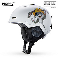 PROPRO滑雪头盔男女一体成型盔单板双板滑雪运动护具装备 M（头围55-58CM） 白色/兔