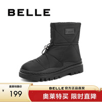 百丽雪地靴女时尚厚底短靴X4D1DDD1 黑色 36