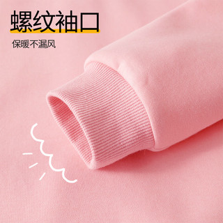 真维斯童装 JEANSWEST JNR女童加绒卫衣2024儿童保暖衣服中大童连帽衫洋气女孩秋冬上衣 杏/美美兔 120