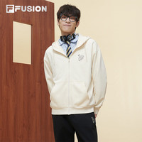 FILA FUSION斐乐潮牌外套2024春季连帽上衣男女开衫卫衣 麦乳色-BG 170/92A/M