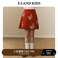 E·LAND KIDSeland kids童装冬季女童甜美龙头A字针织半身短裙 红色 130cm