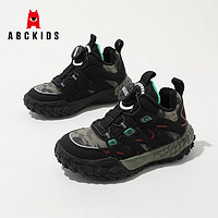 ABC KIDS童鞋儿童保暖运动鞋冬男童加绒跑步鞋时尚跑步鞋 黑绿 30码 内长约18.2cm