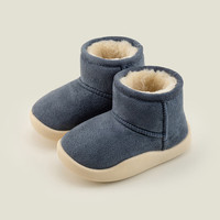 幸福玛丽儿童雪地靴女童加绒加厚男童雪地棉小童男宝宝大棉鞋 藏青 内长18cm 适合脚长17cm