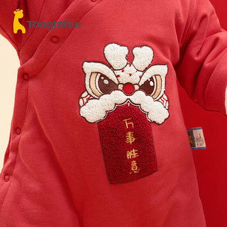 Tongtai 童泰 婴儿连体衣冬季男女拜年新年衣服外出服TS34D524-DS红色73cm