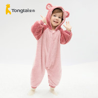 童泰（TONGTAI）婴儿连体衣秋冬宝宝衣服儿童珊瑚绒连帽哈衣休闲外出抱衣爬服 粉色 59cm