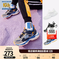 Skechers斯凯奇童鞋男童运动鞋秋冬儿童机甲鞋防滑减震厚底小白鞋403817L 海军蓝色/灰色/NVGY 37