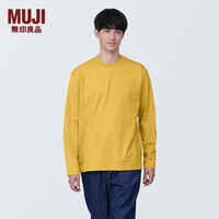 無印良品 MUJI(無印良品 ) 男式 天竺织 圆领长袖T恤 男士 打底衫 男款 AB1L3A4S 烟熏黄色 S (165/84A)