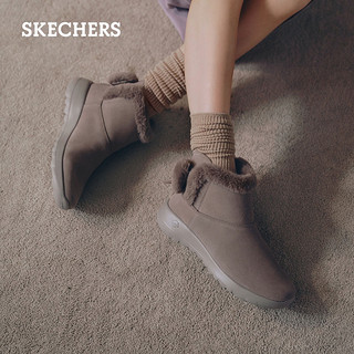 Skechers斯凯奇春季女士加绒雪地靴保暖厚底棉鞋舒适百搭短筒靴