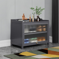 竹喻防尘收纳柜鞋柜多用储物柜家用大容量整理箱大号鞋架收纳架储物柜 翻门宁静灰-3层52长 组装