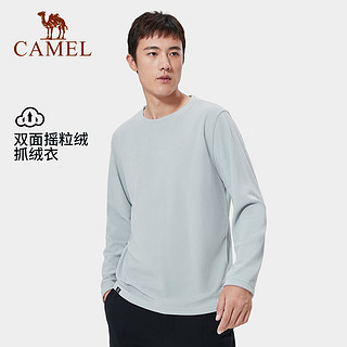CAMEL 骆驼 圆领抓绒衣男2023冬季新款保暖长袖T恤内搭打底衫上衣女