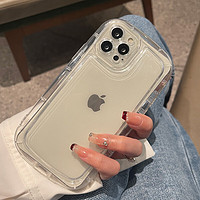 昊穆 椭圆形加厚气囊适用iPhone14苹果13promax手机壳8plus透明防摔