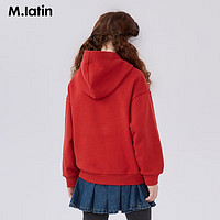 M.Latin/马拉丁童装儿童卫衣23冬装男童女童大童字母贴布连帽卫衣 复古红 150cm