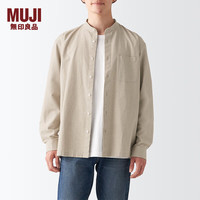 無印良品 無印良品 MUJI 男式 棉水洗牛津 立领衬衫 长袖休闲百搭衬衫 白衬衫 淡黄色 2A S 165/84A