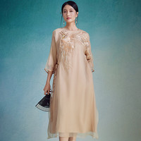 陌遇春夏中国风复古改良原创汉元素气质日常中式旗袍连衣裙 色 L