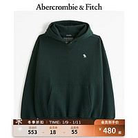 ABERCROMBIE & FITCH男女同款 小麋鹿美式复古秋冬通勤运动抓绒连帽卫衣 354008-1 深绿色 XXL (185/124A)