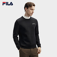 FILA 斐乐男装针织套头衫2024春季时尚休闲简约基础卫衣男 正黑色-BK 170/92A/M