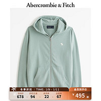 ABERCROMBIE & FITCH男女同款 美式小麋鹿休闲秋冬拉链外套连帽衫卫衣 355496-1 浅绿色 XL (180/116A)