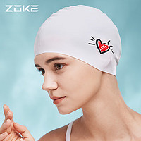 洲克ZOKE成人泳帽时尚印花硅胶防水防滑护耳护发专业游泳帽 622603221-1