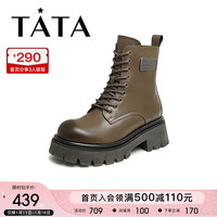 他她(TATA)2023冬时尚休闲擦色复古甜美女马丁靴WJ401DZ3 啡棕(绒里) 39
