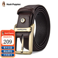 暇步士(Hush Puppies)皮带男士针扣牛皮休闲百搭腰带真皮简约牛仔裤带 咖色HD-2111322W-502 110CM
