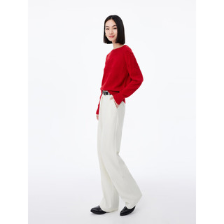 丽丽 LILY2024春女装含绵羊毛马海毛气质通勤休闲针织衫套头毛衣女 103大红 M