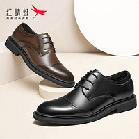 REDDRAGONFLY 红蜻蜓 男鞋2023秋冬新款时尚商务皮鞋男士真皮鞋德比鞋结婚新郎鞋