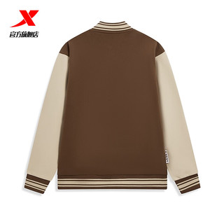 XTEP 特步 针织上衣男春季防风外套保暖开衫衣976129060136 沉香褐/摩崖黄 M