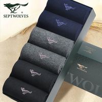 七匹狼 男士袜子男纯棉中筒防臭吸汗全棉夏季薄款长筒长袜2119