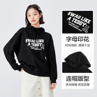 Semir 森马 秋季连帽印花女装休闲百搭宽松女针织打底衫含棉