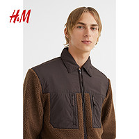 H&M HM男装夹克冬季柔软泰迪绒舒适翻领美拉德风外套式衬衫1070655