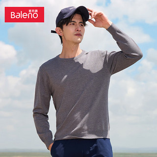班尼路（Baleno）针织衫男港风简约休闲圆领净色长袖毛衣套头上衣 100000 XL