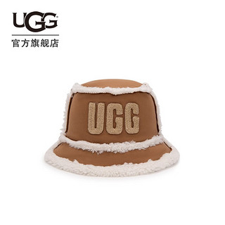 UGG冬季女士帽子休闲舒适纯色毛茸圆帽渔夫帽 22655 CHE  栗色 L/XL CHE | 栗色