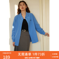 DUSHU 独束 大码女装减龄学院风刺绣衬衫女日常百搭2024春季休闲上衣 蓝色 1
