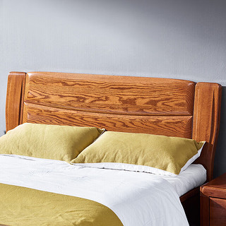 光明家具实木双人床北美红橡木现代中式1574 1.2米箱体床