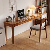 SHICY 实采 窄书桌宽家用电脑桌靠墙长条桌学习卧室桌子 深胡桃色 80x40x75cm