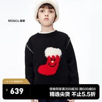 little MO&Co.美丽诺羊毛 little moco童装23冬装男女童圣诞套头毛衣毛衫 黑色 155/72
